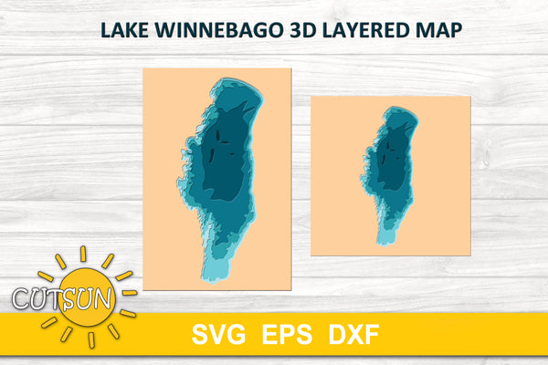 3D Layered Lake Winnebago Depth Map SVG