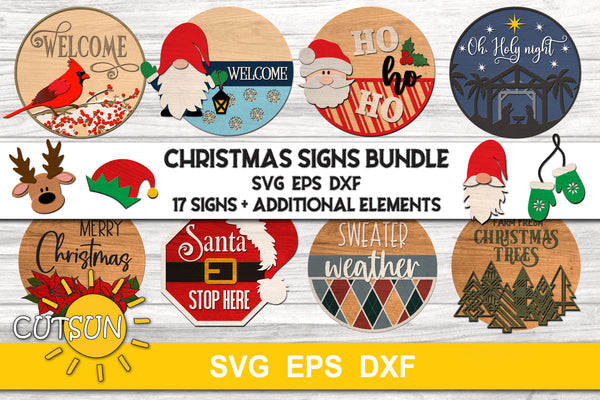 Christmas Door Hangers SVG bundle | Winter Door Hangers SVG bundle