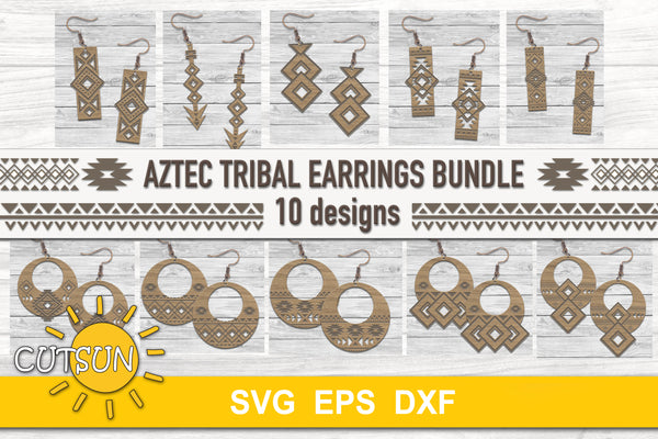 Aztec Tribal Earrings SVG bundle