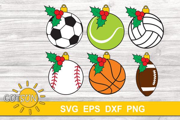 Christmas ornaments sports balls SVG