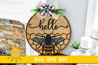 Bee and honeycomb sign svg