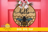 Bee and honeycomb sign svg