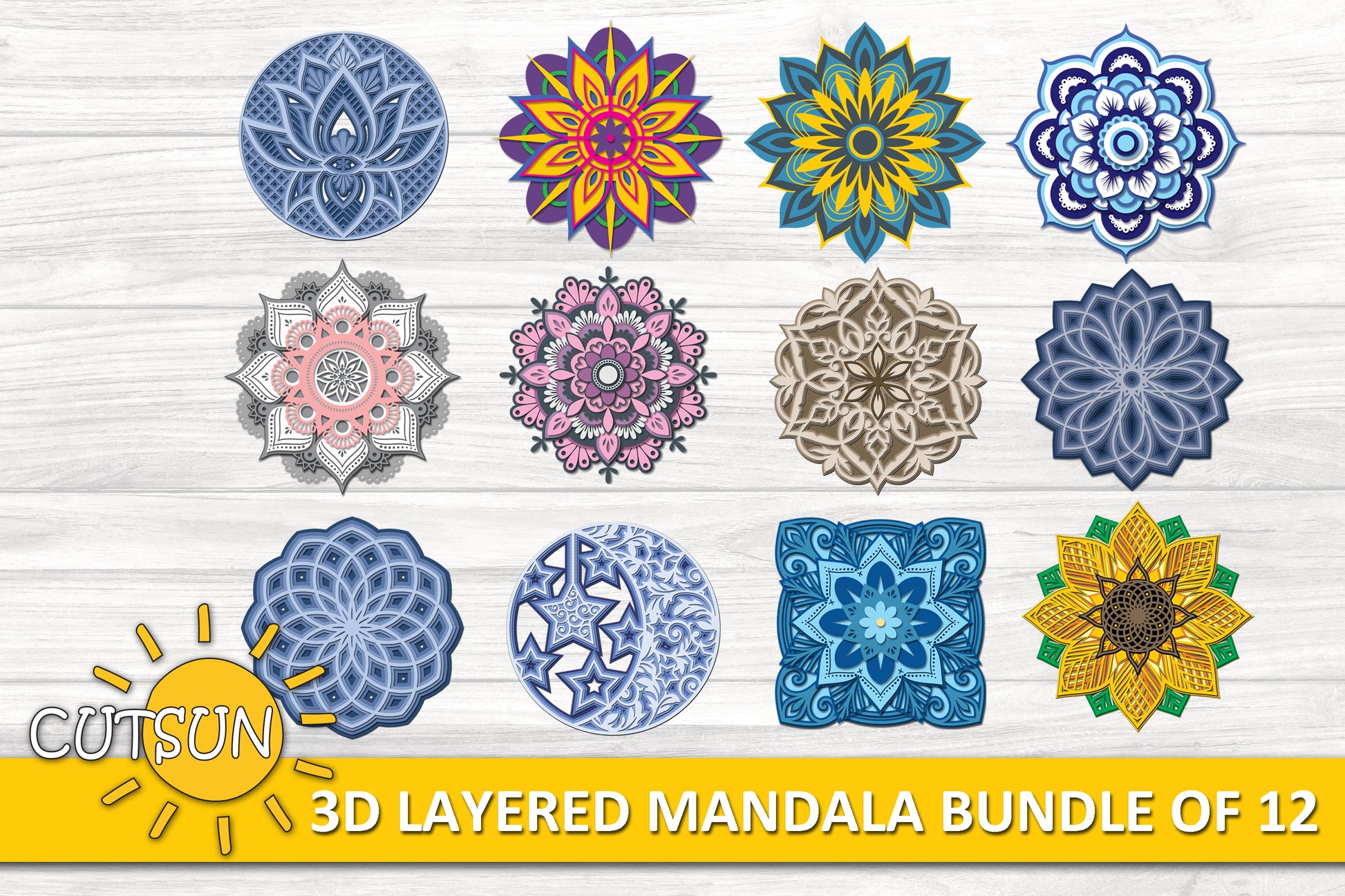 3D Layered Mandala SVG Bundle