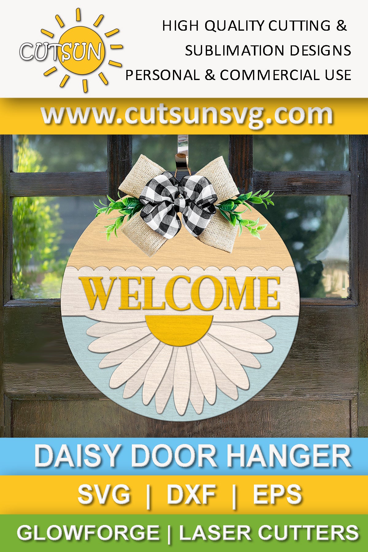 Daisy welcome door sign SVG file