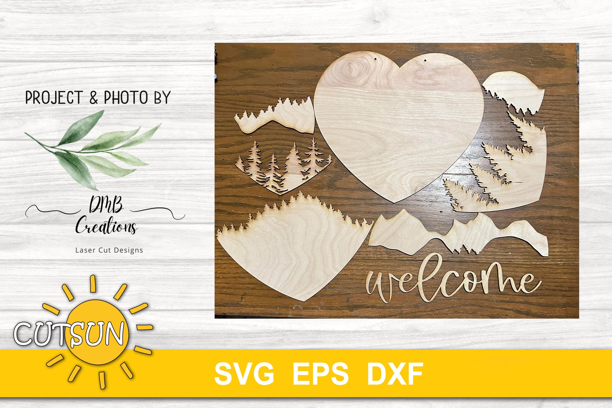Mountains heart door hanger SVG