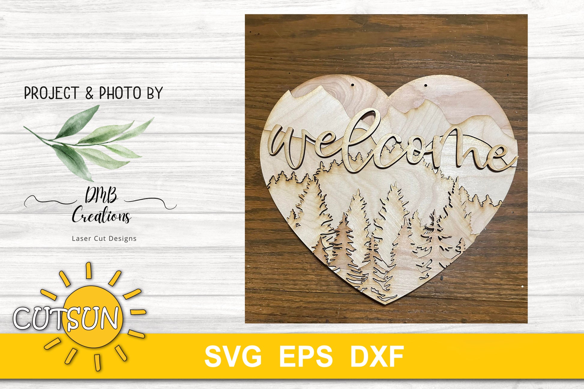 Mountains heart door hanger SVG