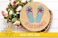 Hello Summer Door hanger with Flip Flops SVG