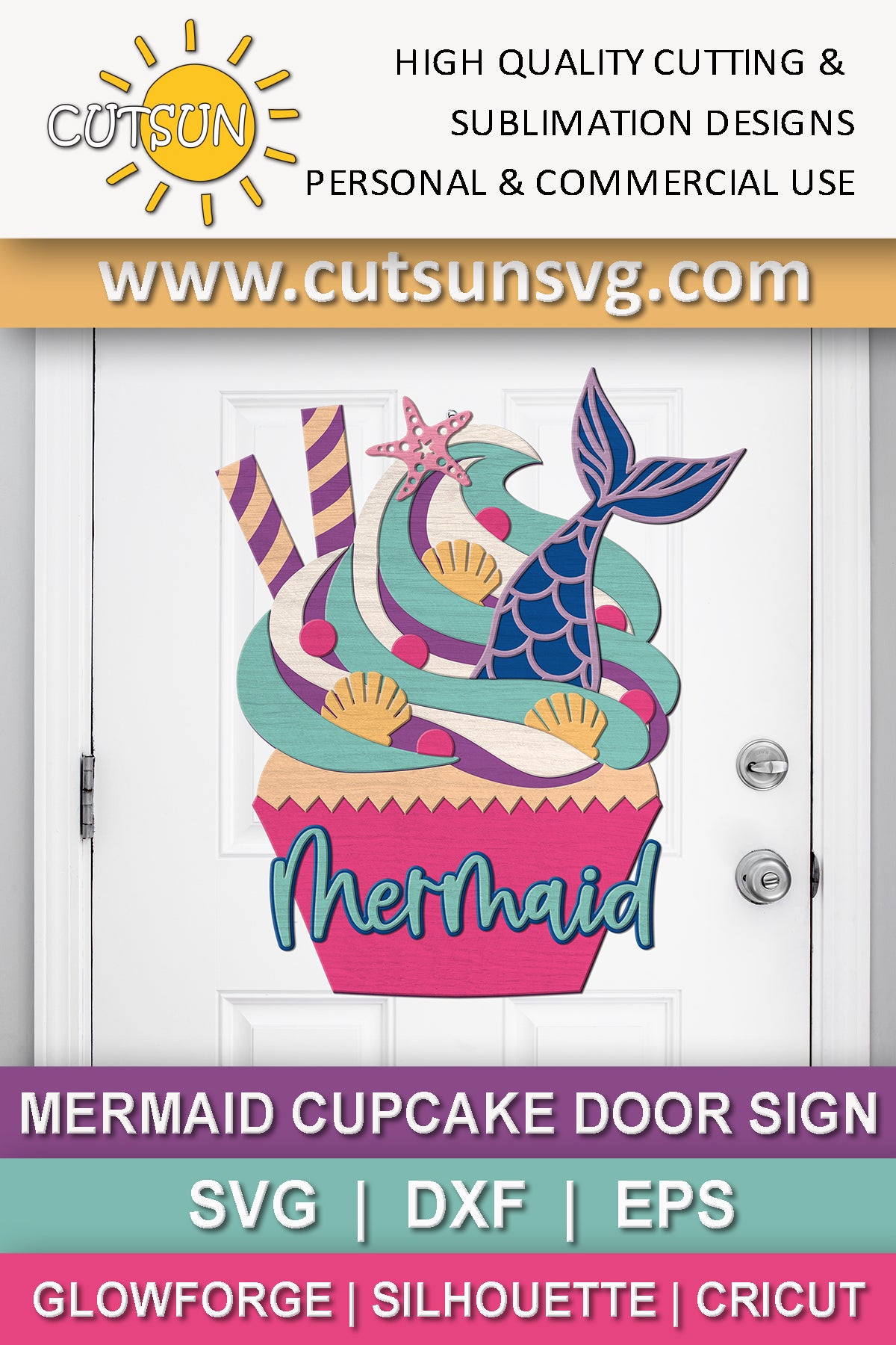 Mermaid cupcake nursery sign SVG