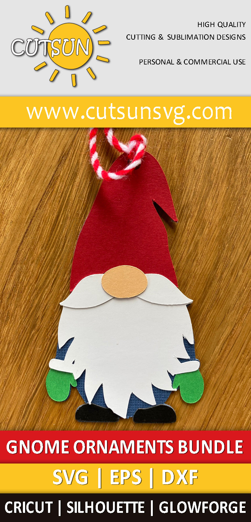 Gnomes Christmas ornaments SVG bundle