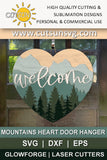 Mountains heart door hanger SVG