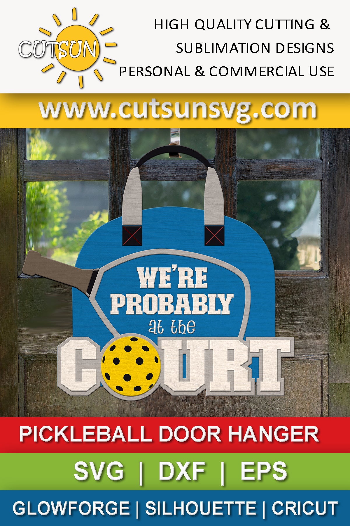 Pickleball door hanger svg