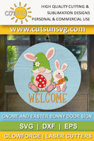 Gnome and Easter bunny welcome sign SVG