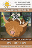 Highland cow door hanger SVG