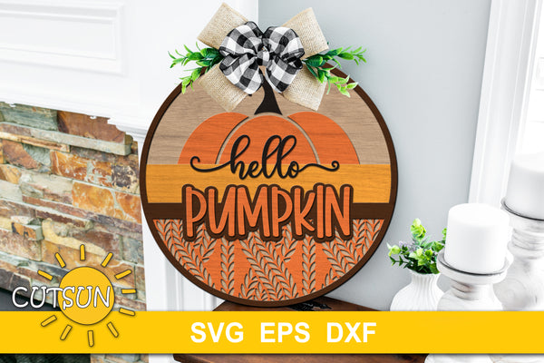 Door Sign Hello Pumpkin SVG