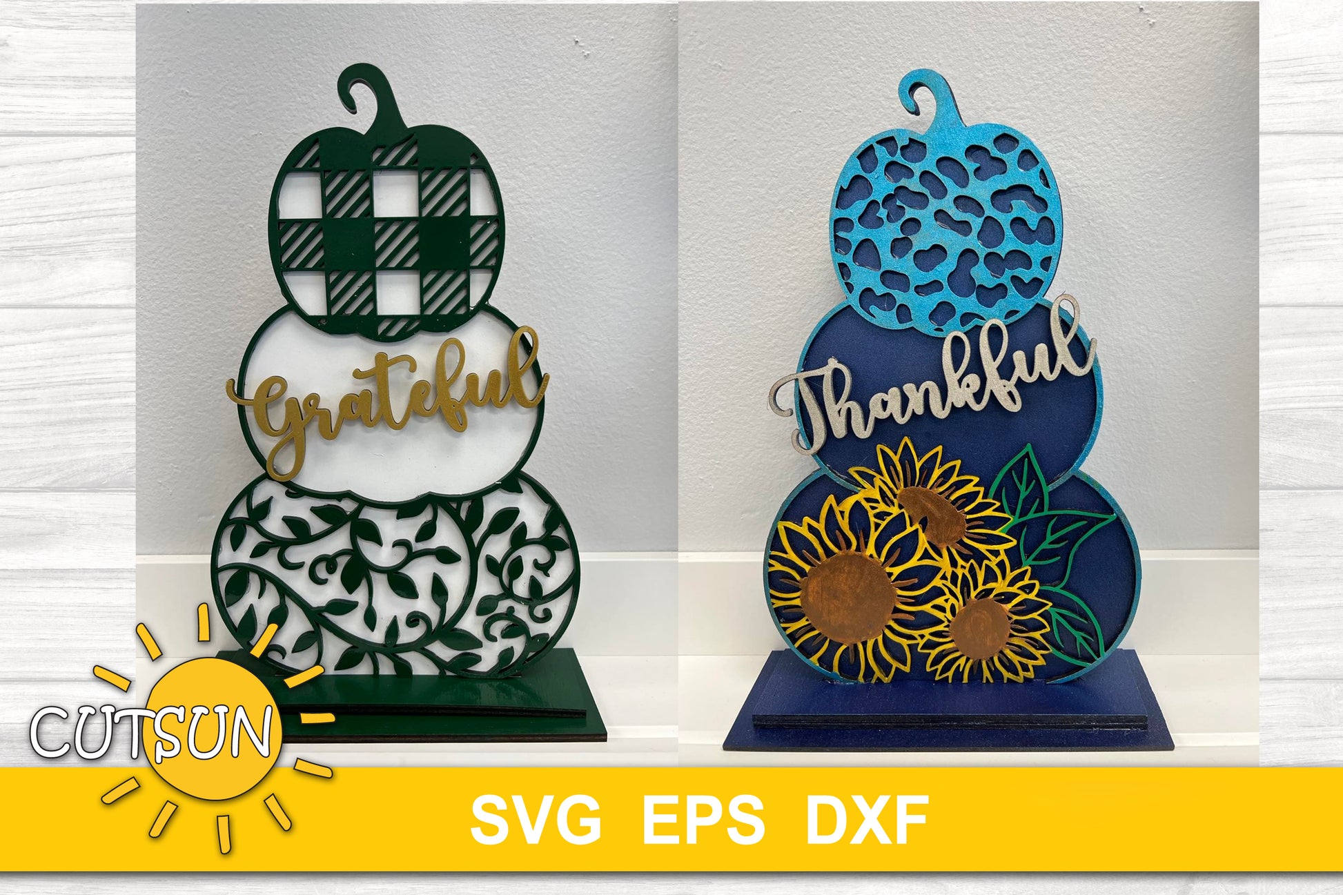 Stacked Patterned standing pumpkins SVG