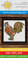 3D Layered Rooster SVG