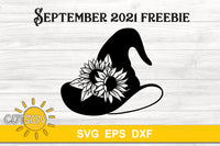 Witch Hat with Sunflowers free SVG 