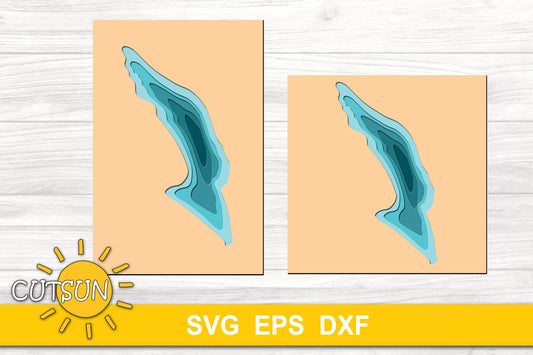 3D Layered Map Swan Lake - Sitka, Alaska SVG