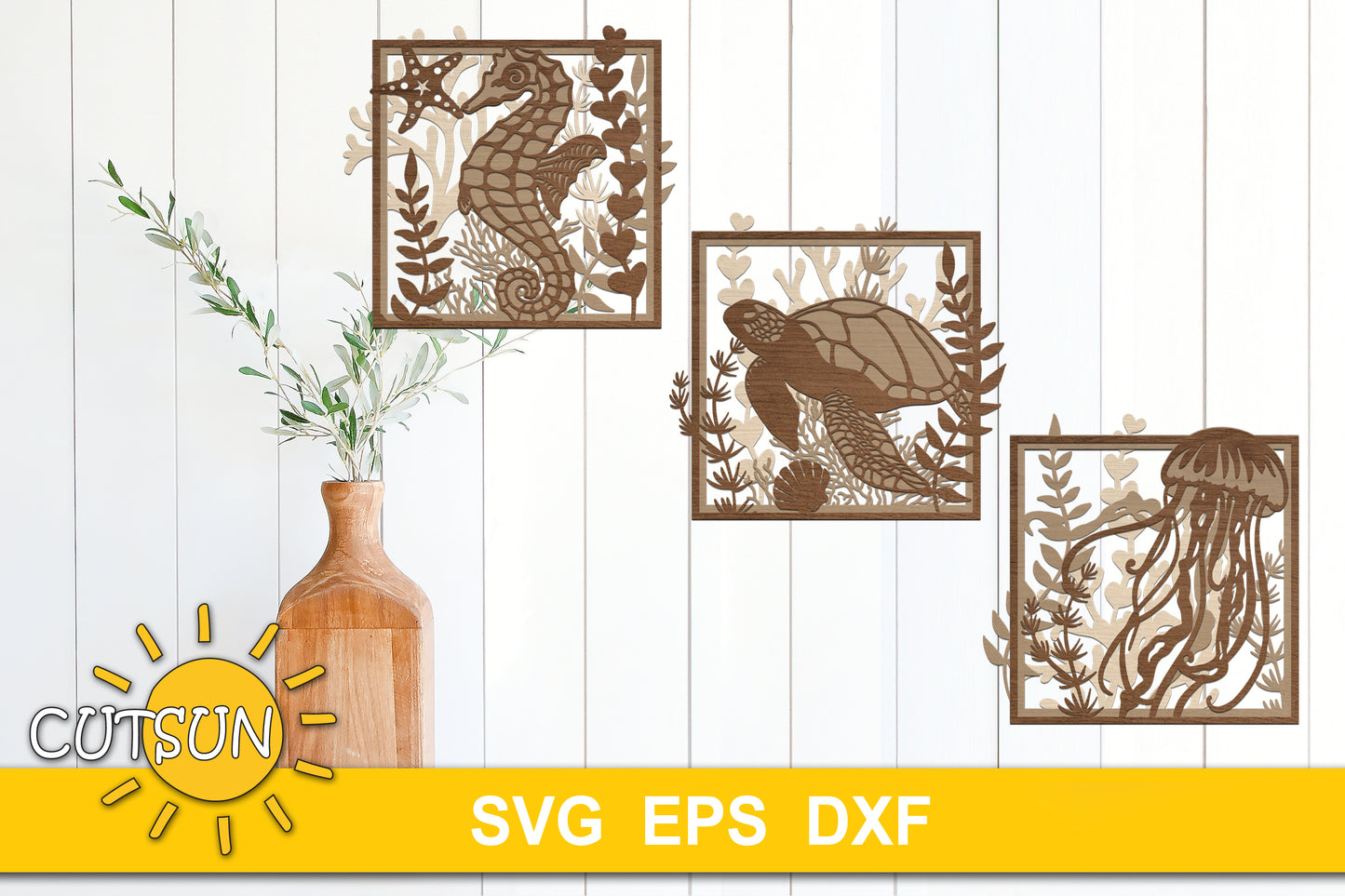 Sea life wall decor SVG | Sea life leaning signs SVG