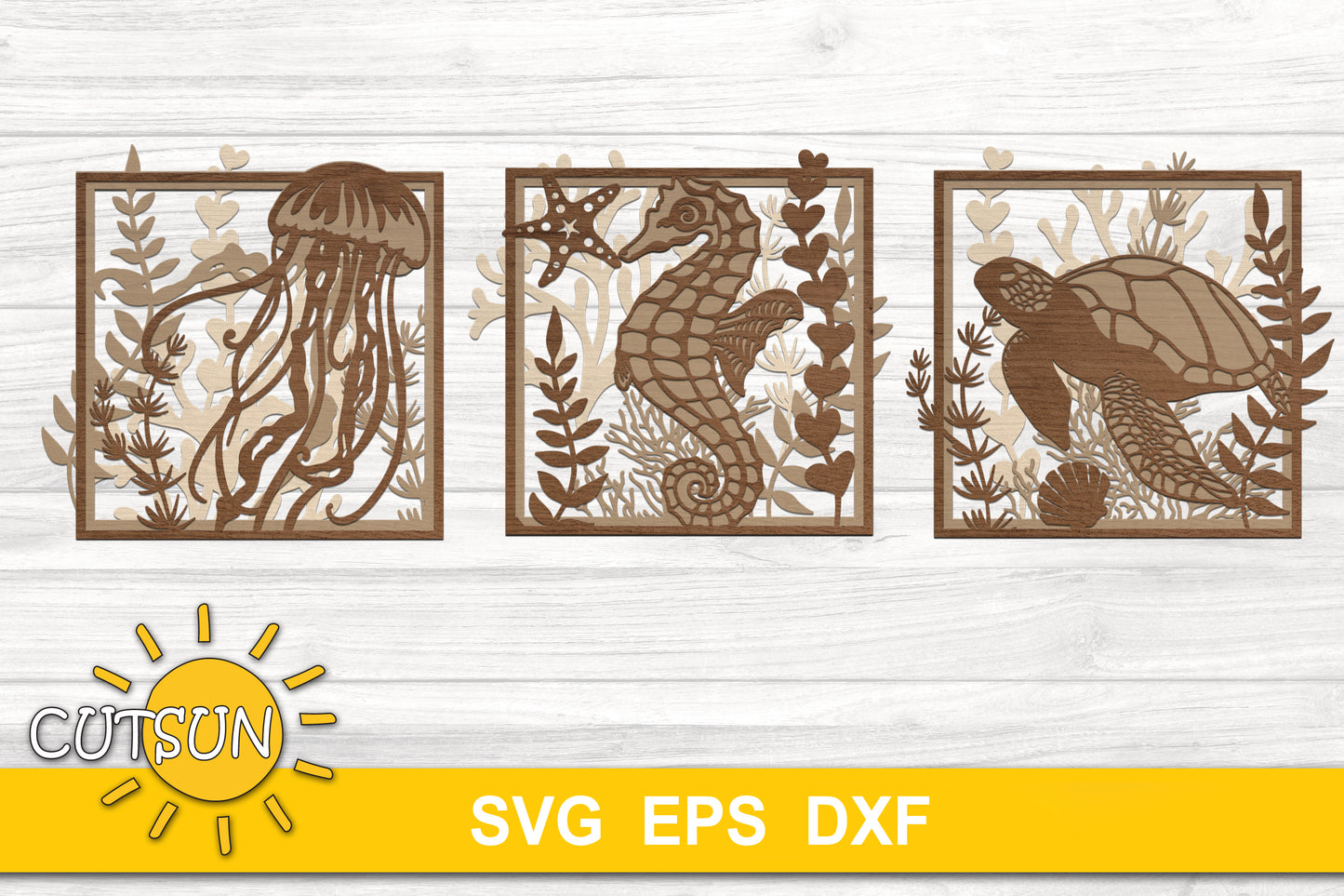 Sea life wall decor SVG | Sea life leaning signs SVG