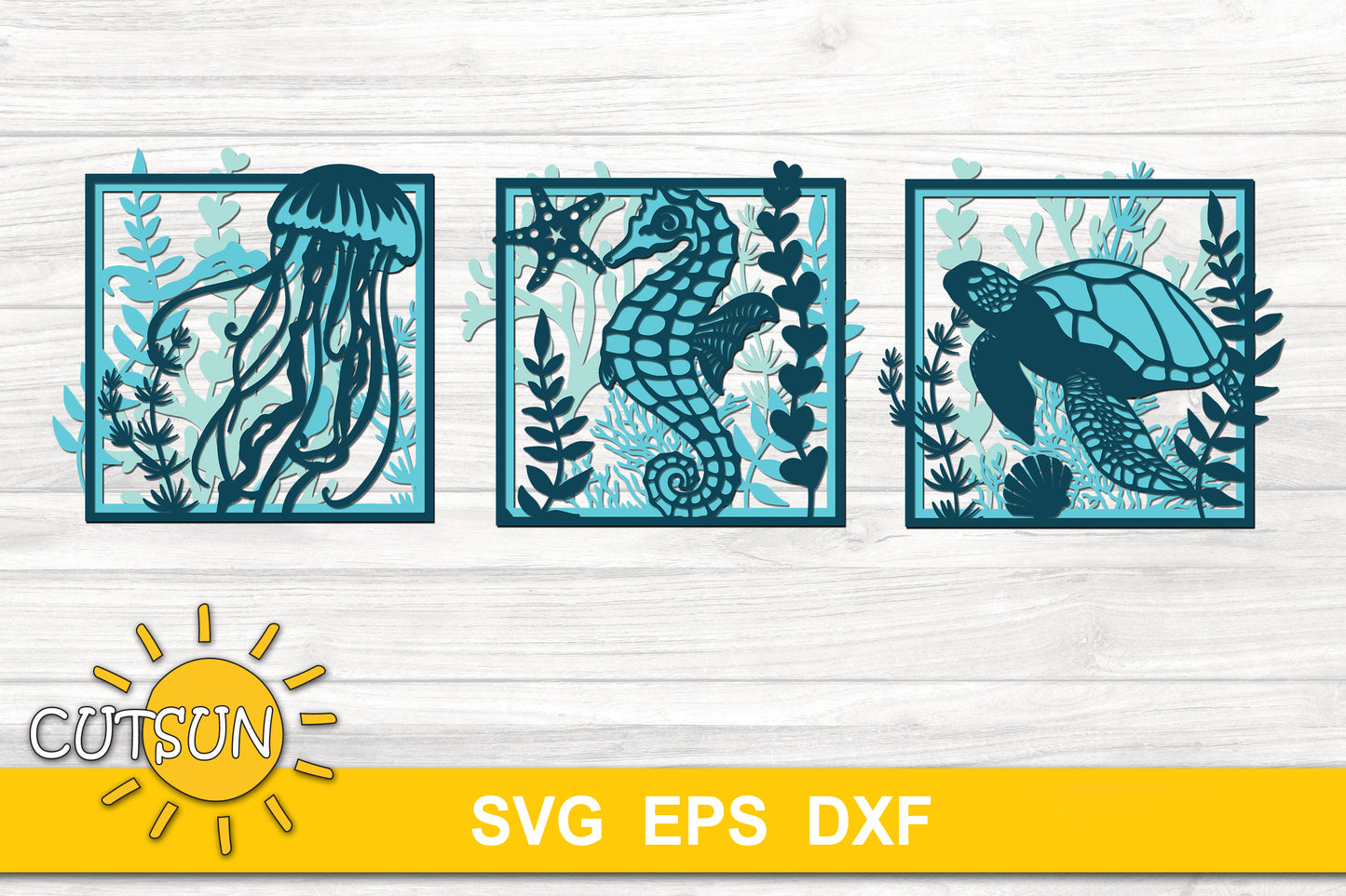 Sea life wall decor SVG | Sea life leaning signs SVG