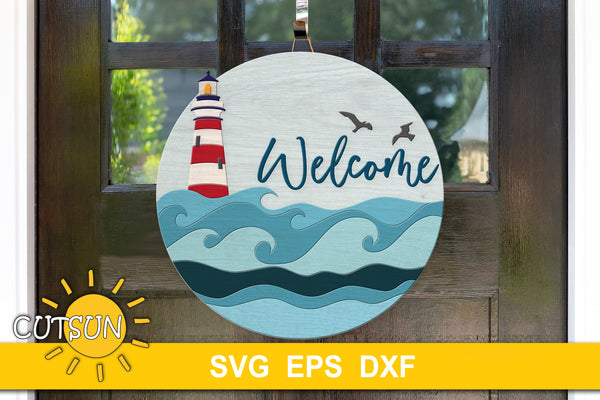 Lighthouse welcome sign svg