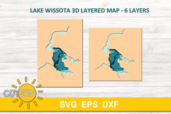 3D Layered Lake Wissota Map SVG