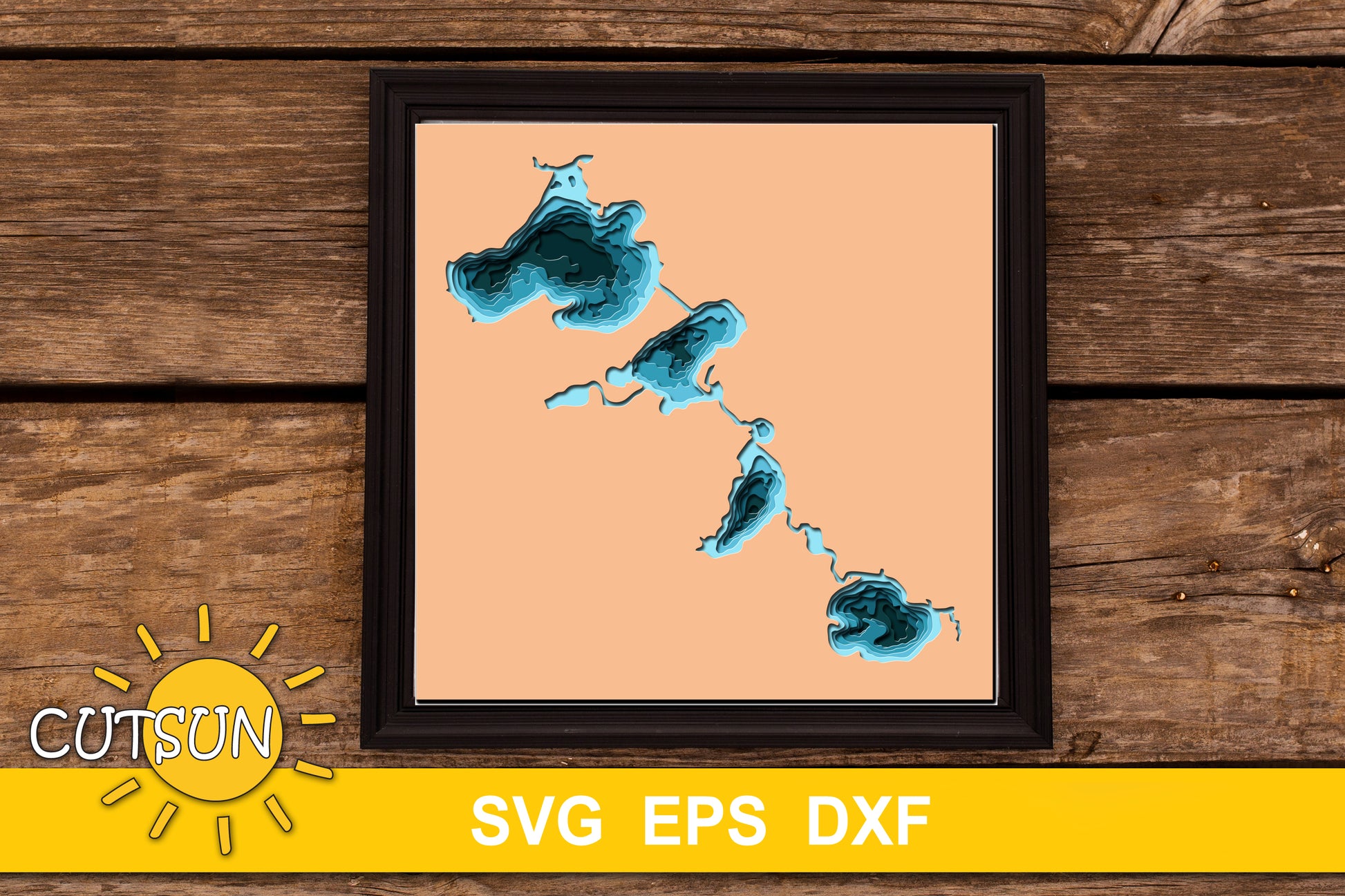 3D Layered Yahara River Lakes depth map SVG