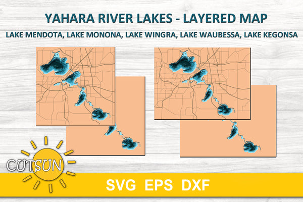 3D Layered Yahara River Lakes depth map SVG